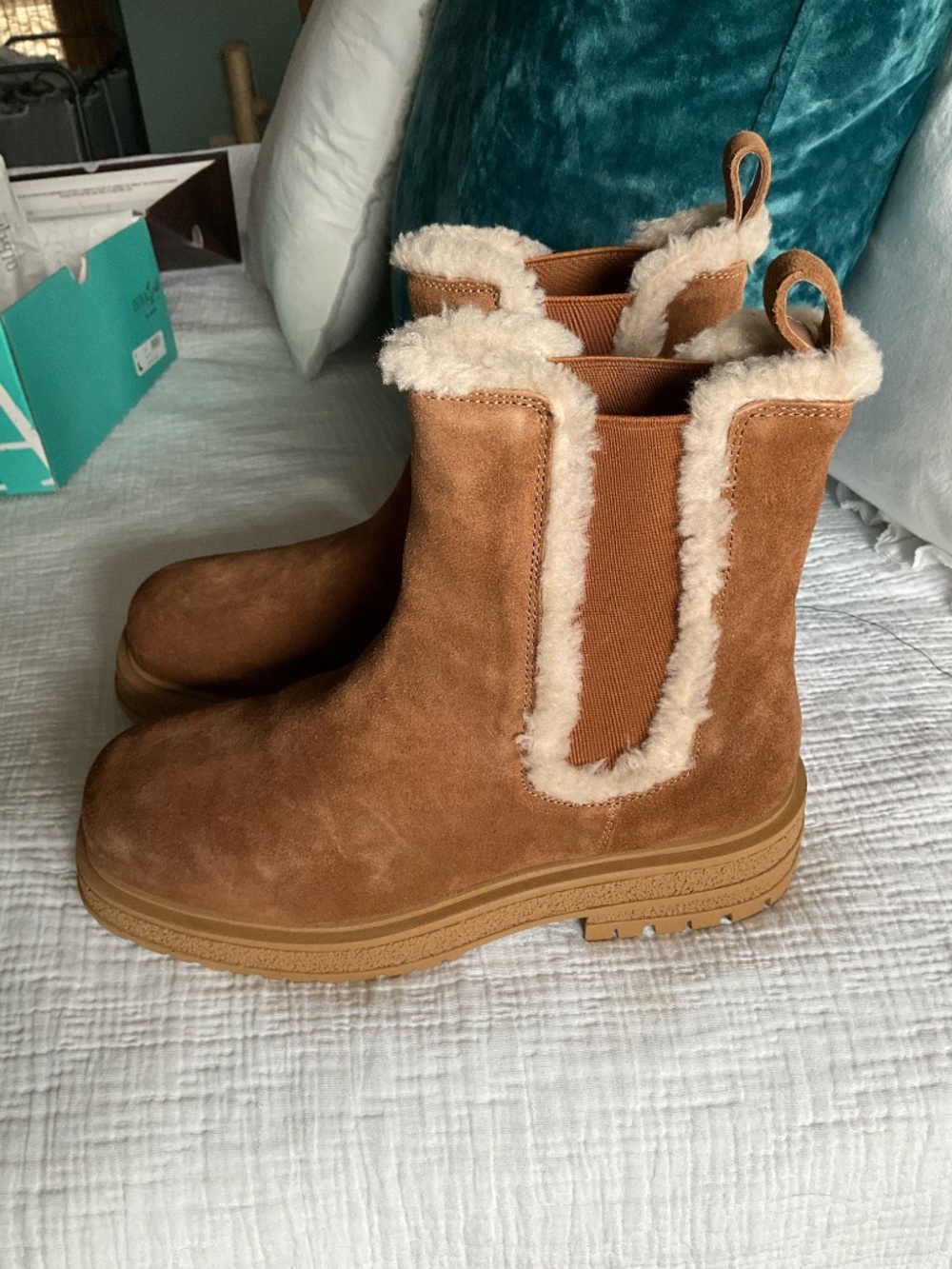Diba True Suede Leather Sherpa Chelsea Boots - Picture 2 of 11